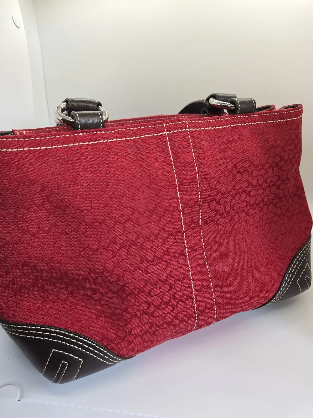 Coach Red Signature Canvas Pocket Tote, With Dust Bag, Perfect Condition, Y2K